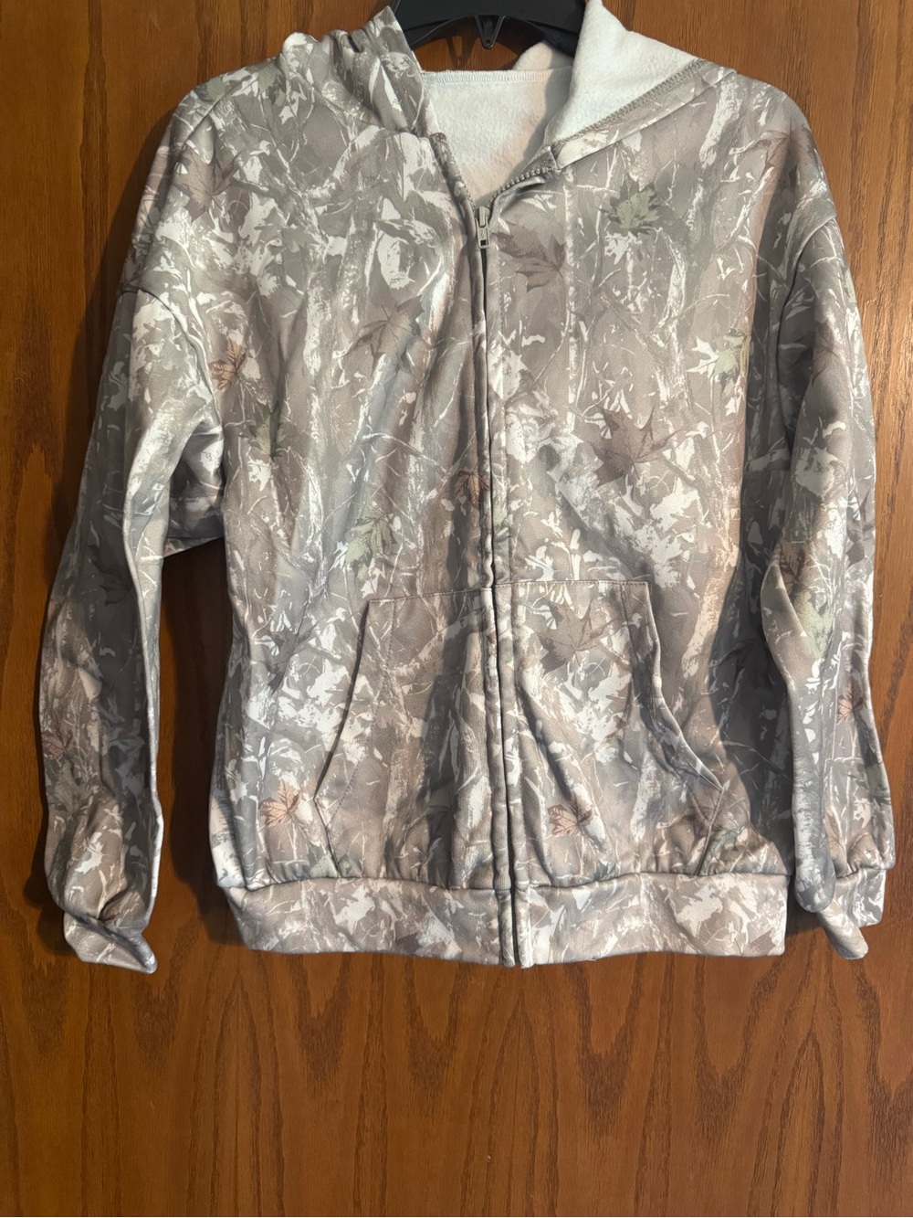 SHEIN Gray Camouflage Zip Hoodie Jacket